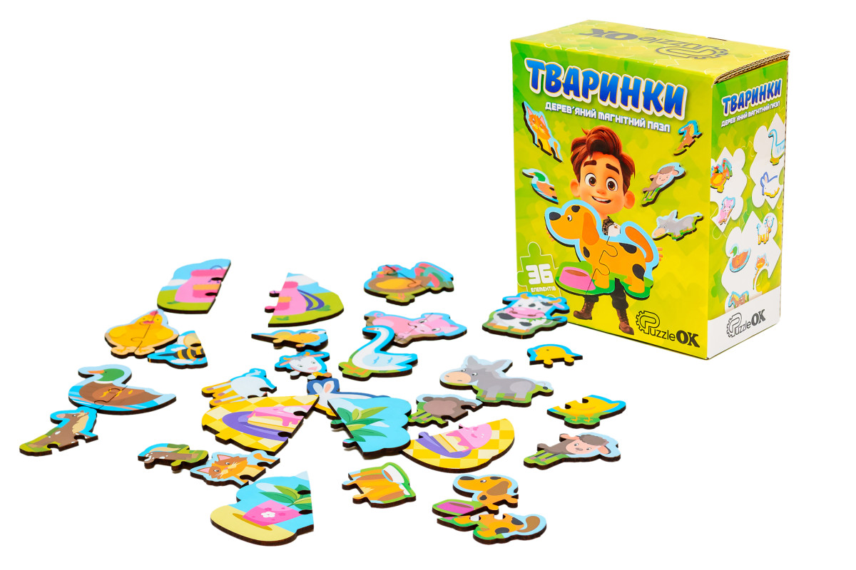 Дерев'яний магнітний пазл "Тваринки"
