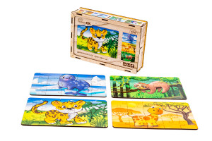 Дерев’яний пазл "Дикі тварини 4в1" для дітей від 4 років