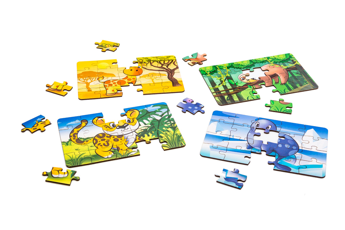 Дерев’яний пазл "Дикі тварини 4в1" для дітей від 4 років