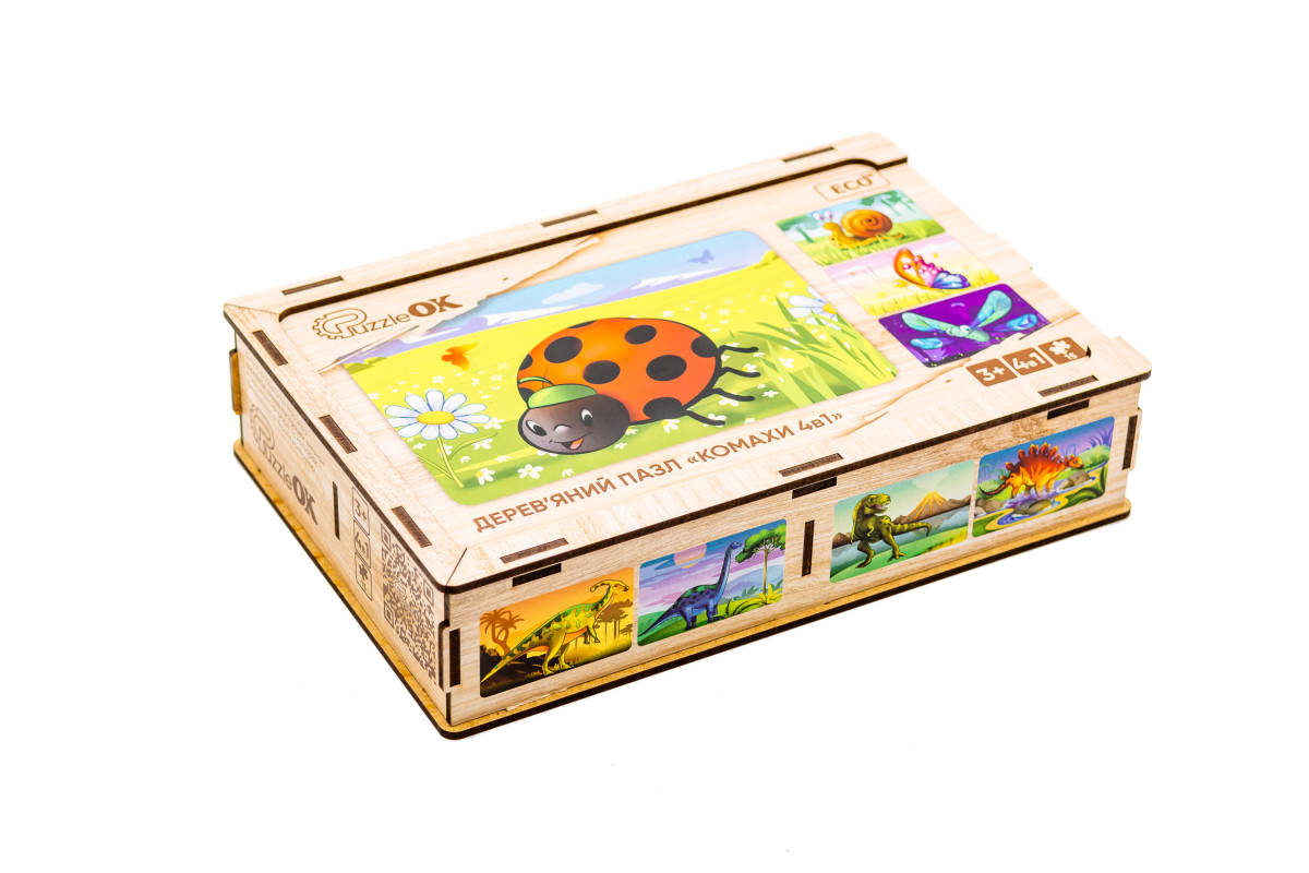 Дерев’яний пазл "Комахи 4в1" для дітей від 3 років