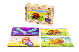 Дерев’яний пазл "Комахи 4в1" для дітей від 3 років