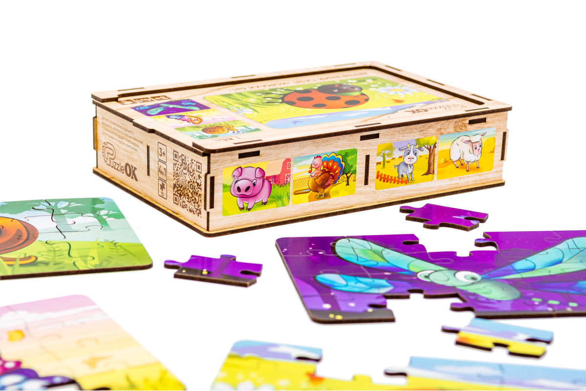 Дерев’яний пазл "Комахи 4в1" для дітей від 3 років