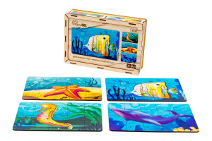 Дерев’яний пазл «Морські жителі 4в1» для дітей від 3 років