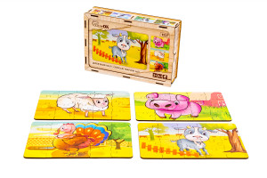 Дерев’яний пазл "Свійські тварини 4в1" для дітей від 4 років