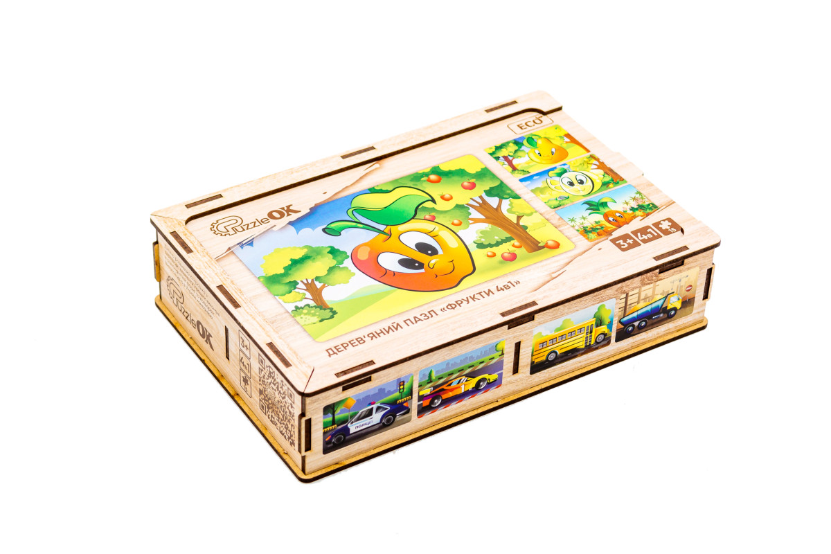 Дерев’яний пазл "Фрукти 4в1" для дітей від 3 років