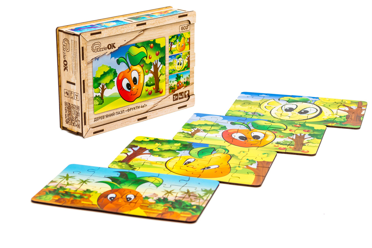 Дерев’яний пазл "Фрукти 4в1" для дітей від 3 років