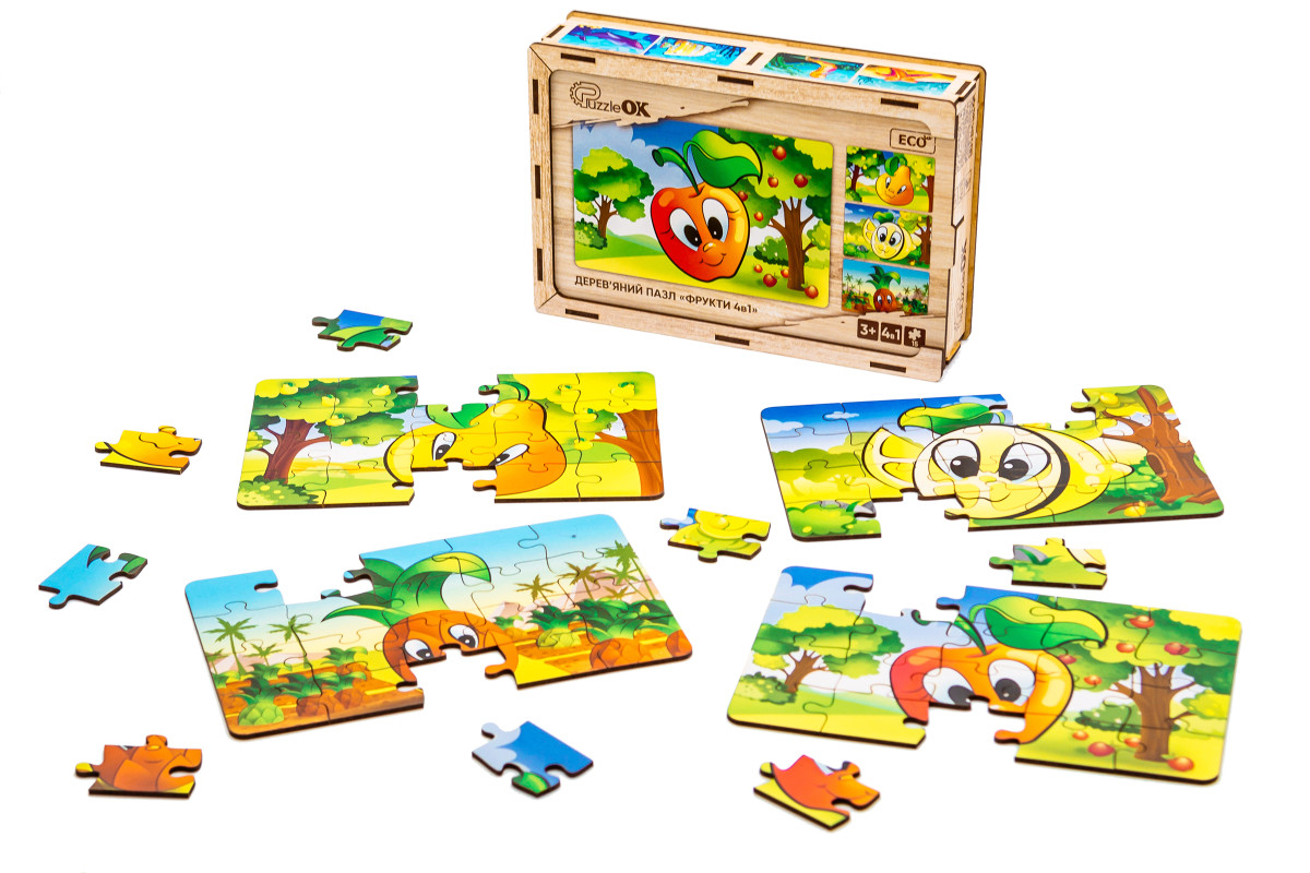 Дерев’яний пазл "Фрукти 4в1" для дітей від 3 років