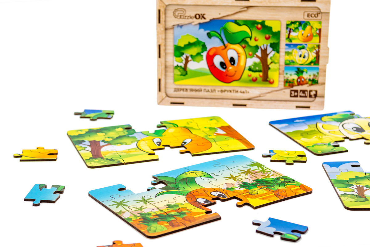 Дерев’яний пазл "Фрукти 4в1" для дітей від 3 років