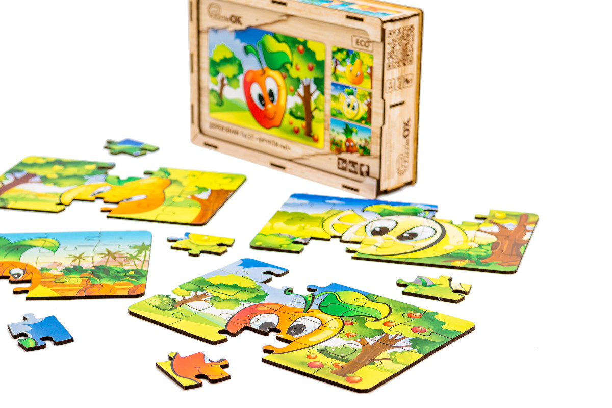 Дерев’яний пазл "Фрукти 4в1" для дітей від 3 років