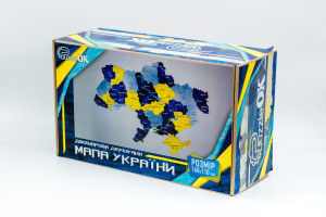 Дерев'яний пазл Мапа України синьо-жовта