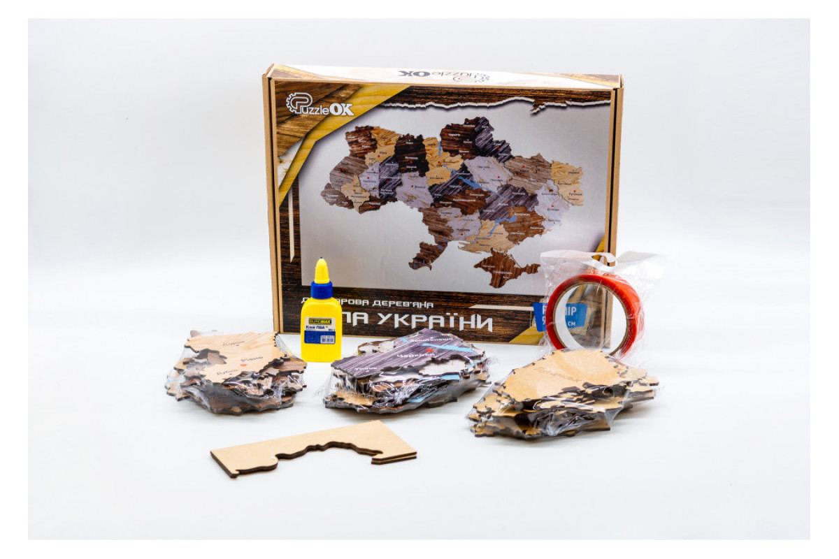 Дерев'яний пазл Мапа України 60х90 см