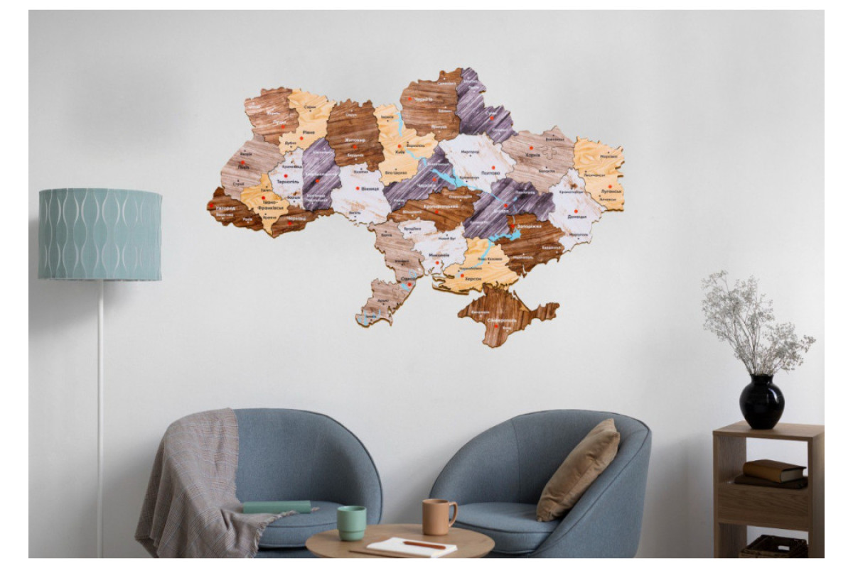 Дерев'яний пазл Мапа України 60х90 см