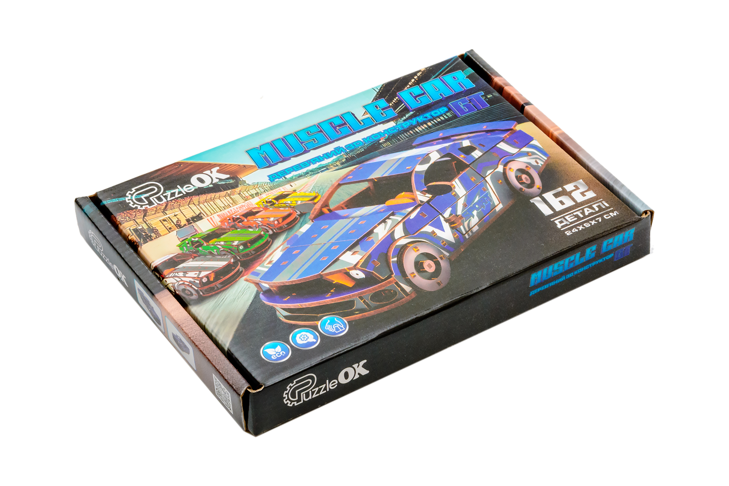 Дерев'яний 3D конструктор Muscle car GT (синя)