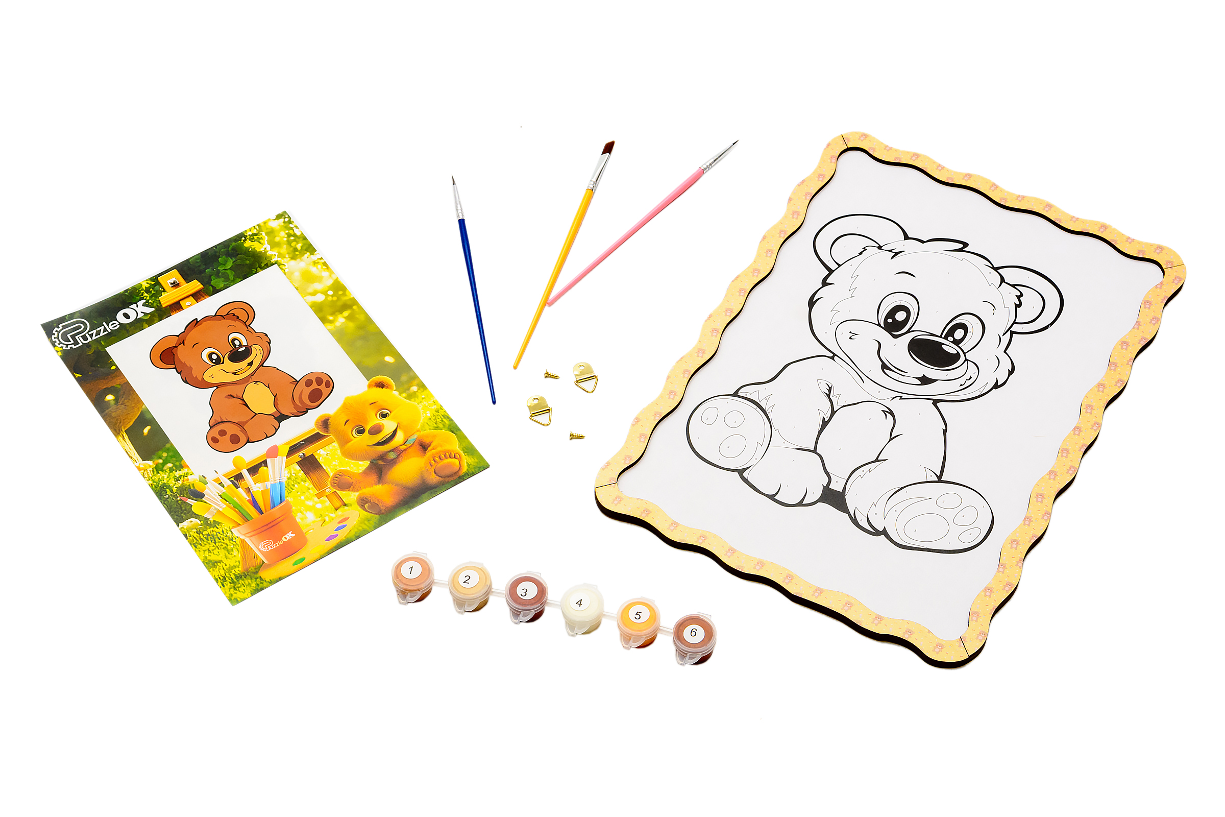 Набір для розпису, картина по номерах "Ведмедик" формат А4