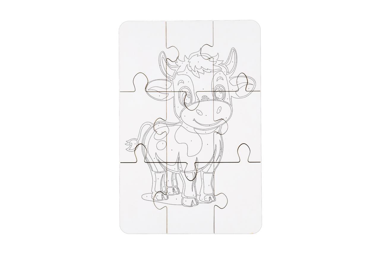 Деревʼяний пазл-розмальовка "Корівка" Деревʼяний пазл-розмальовка "Корівка"