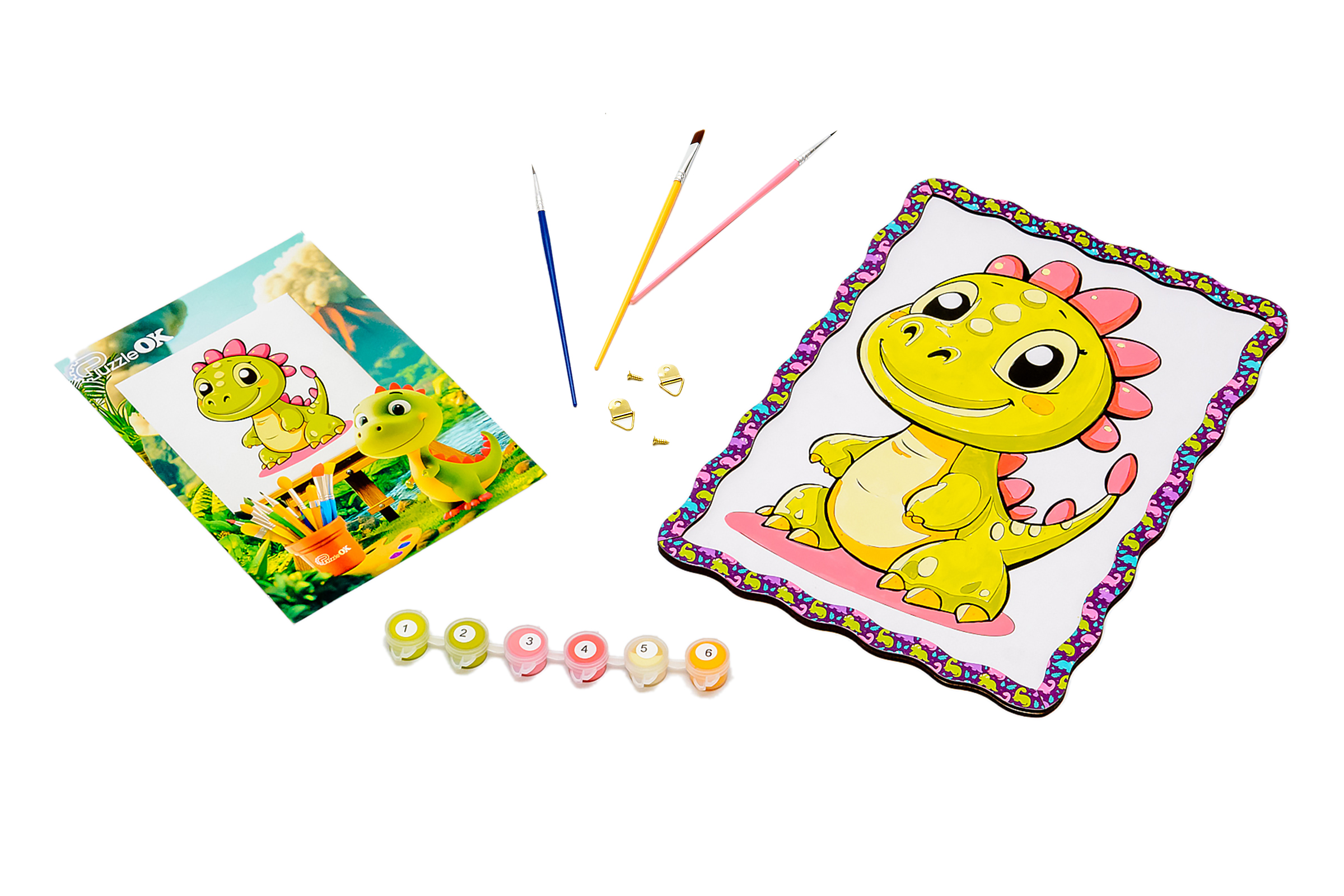Набір для розпису, картина по номерах "Динозаврик" формат А4