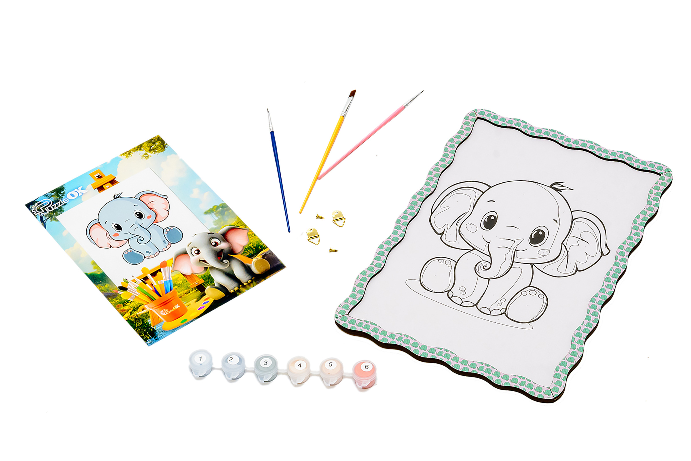 Набір для розпису, картина по номерах "Слоник" формат А4