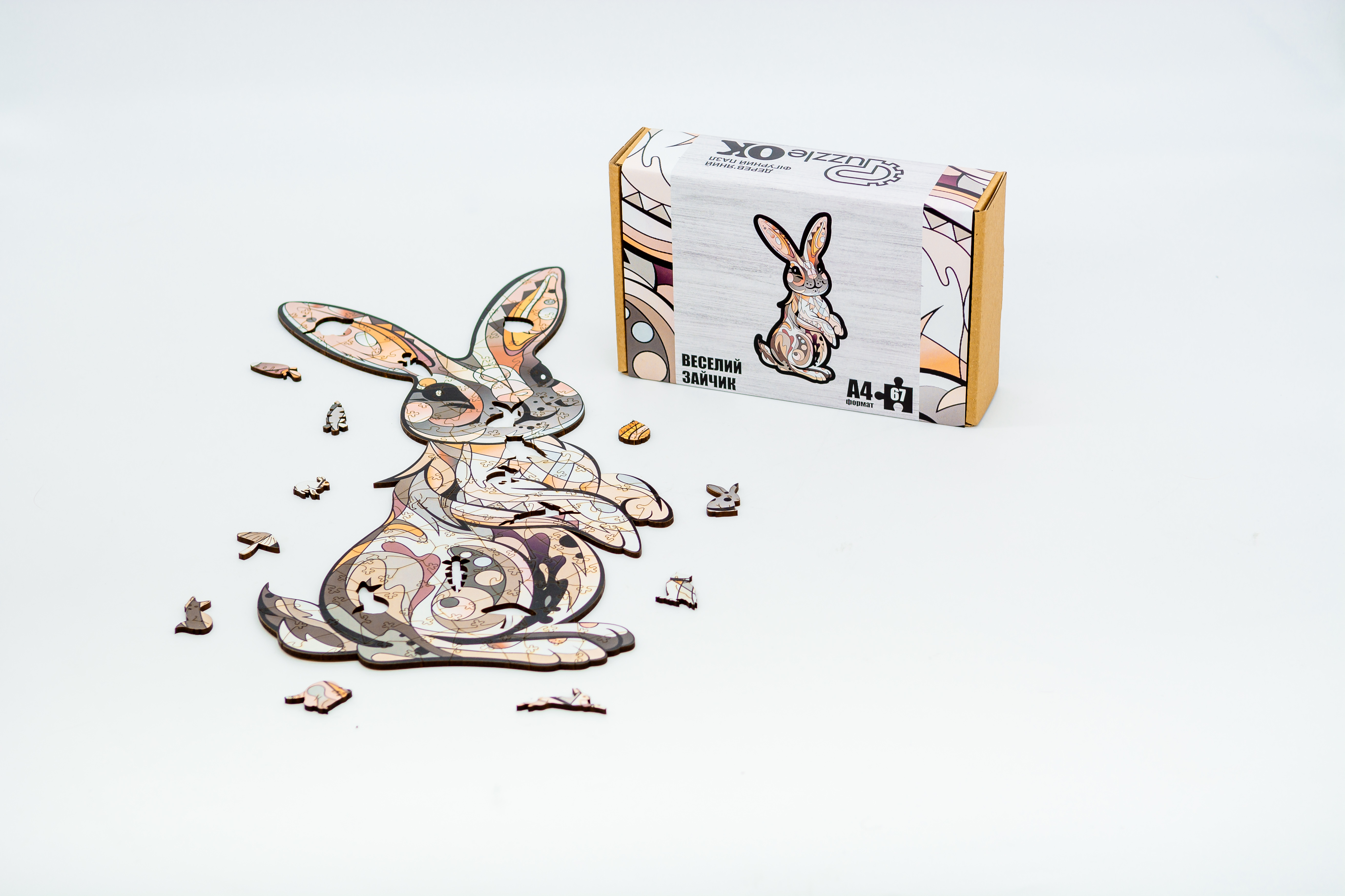 Дерев'яний пазл Веселий Зайчик