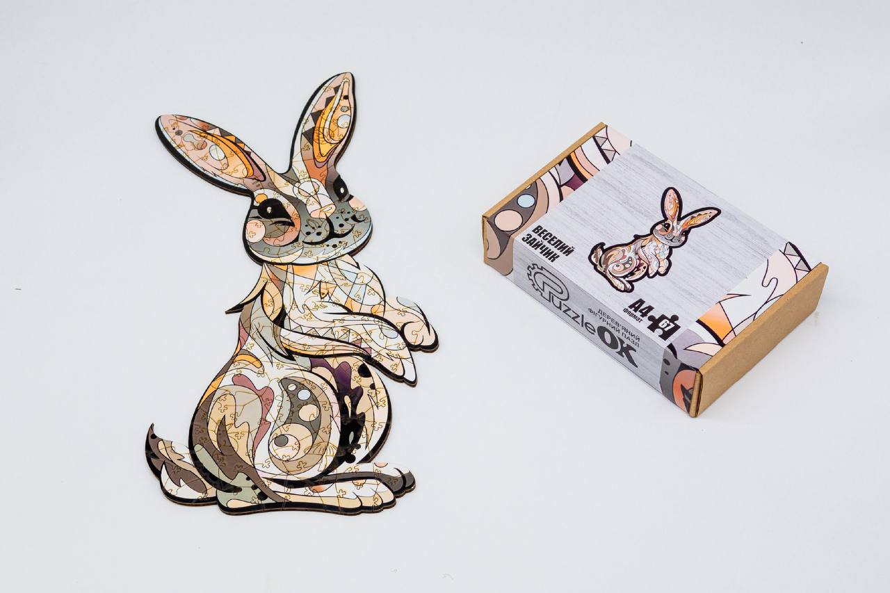 Дерев'яний пазл Веселий Зайчик