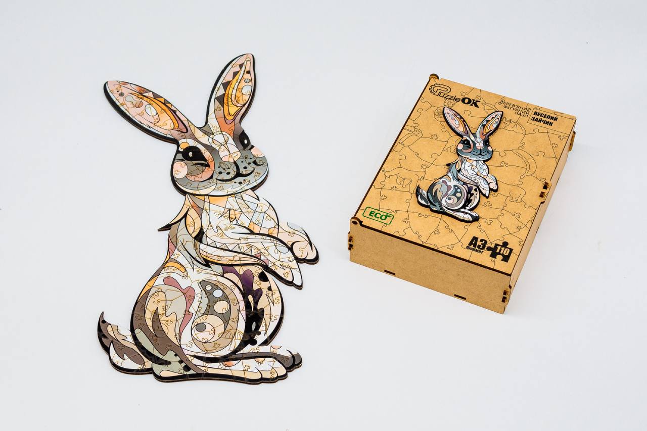 Дерев'яний пазл Веселий Зайчик для дітей від 5 років Дерев'яний пазл Веселий Зайчик для дітей від 5 років