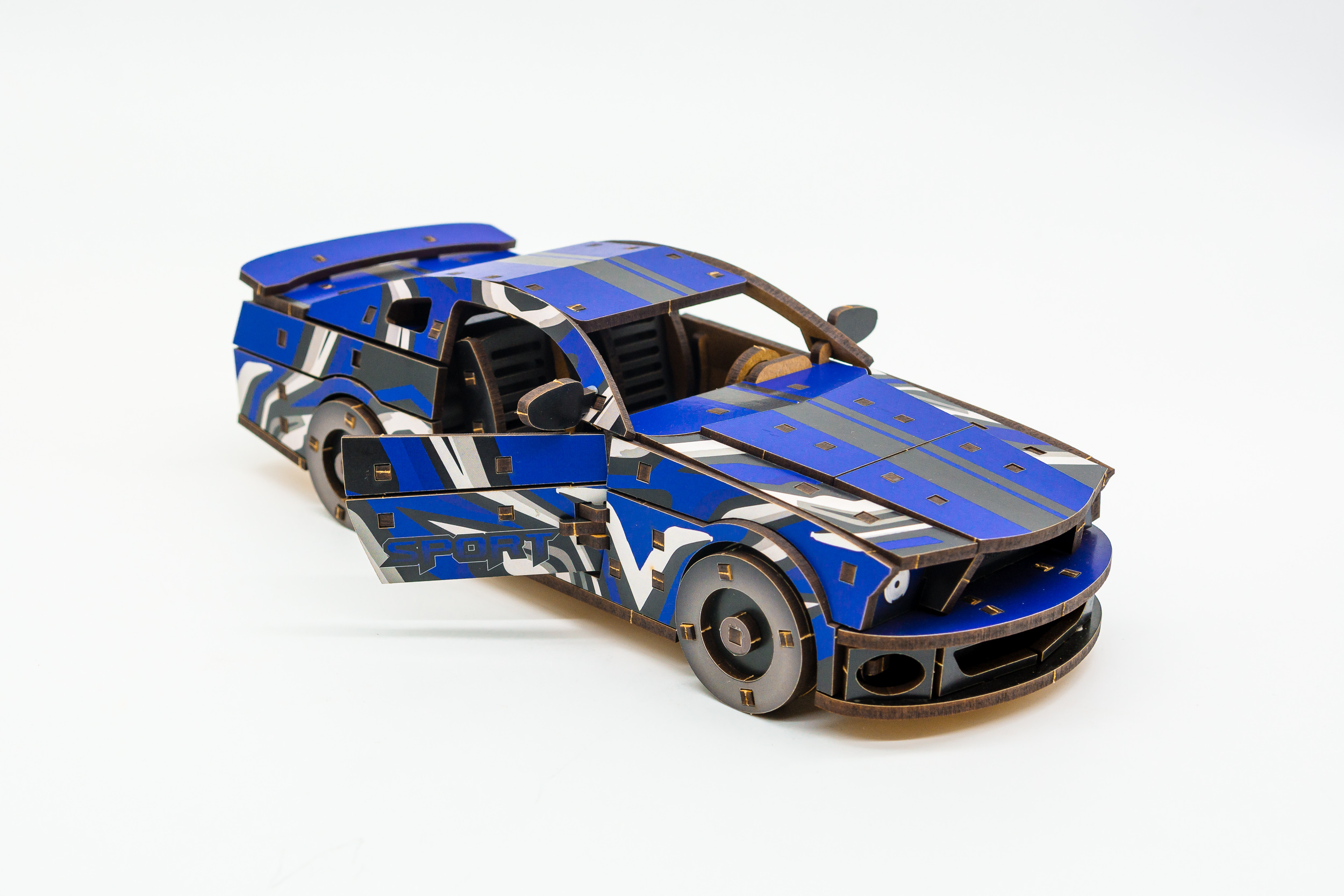 Дерев'яний 3D конструктор Muscle car GT (синя)