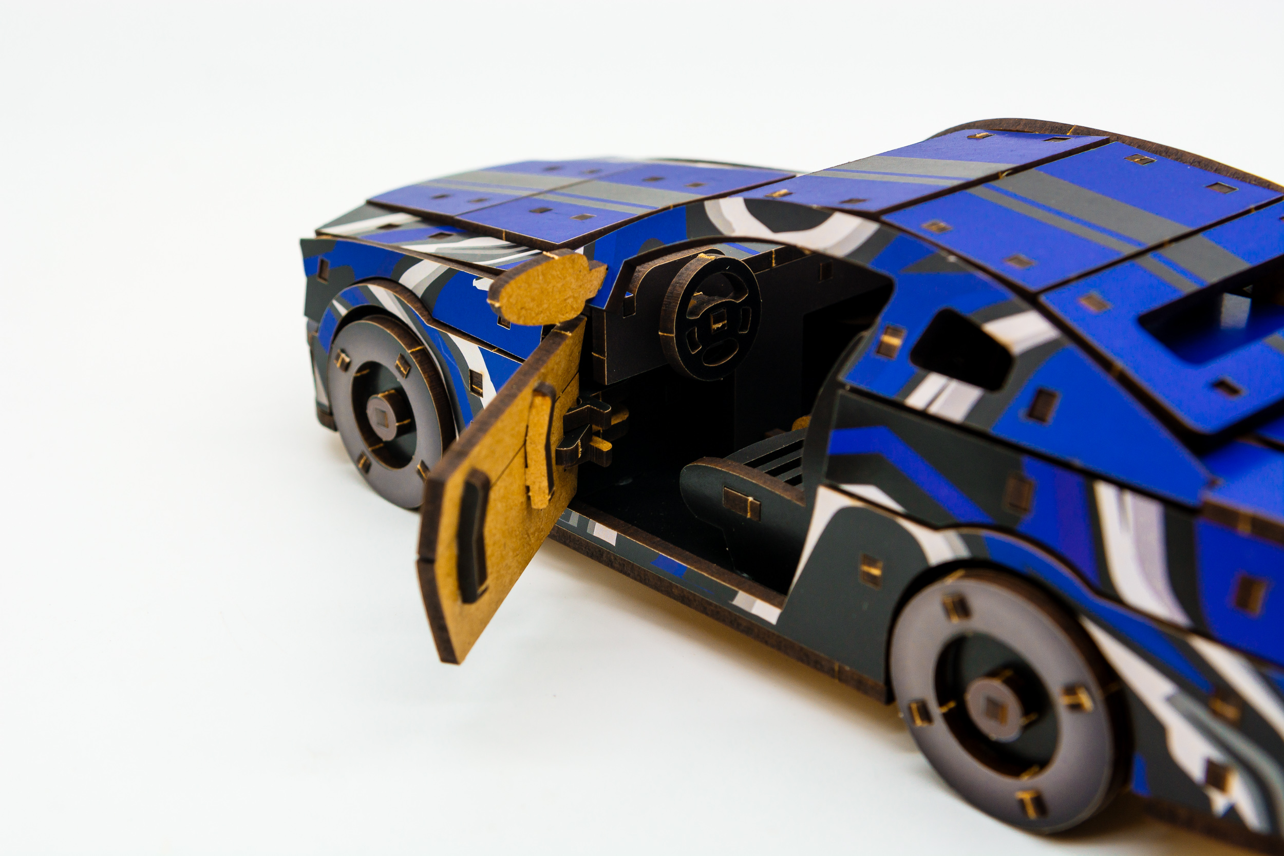 Дерев'яний 3D конструктор Muscle car GT (синя)