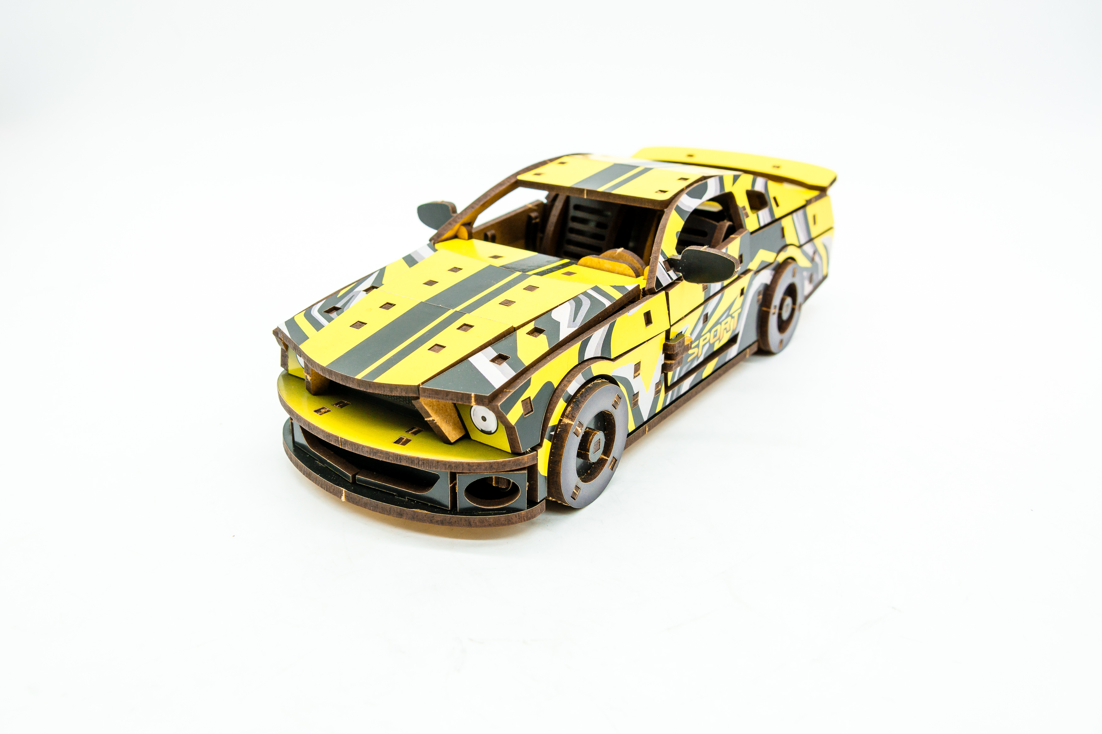 Дерев'яний 3D конструктор Muscle car GT (жовта) Дерев'яний 3D конструктор Muscle car GT (жовта)