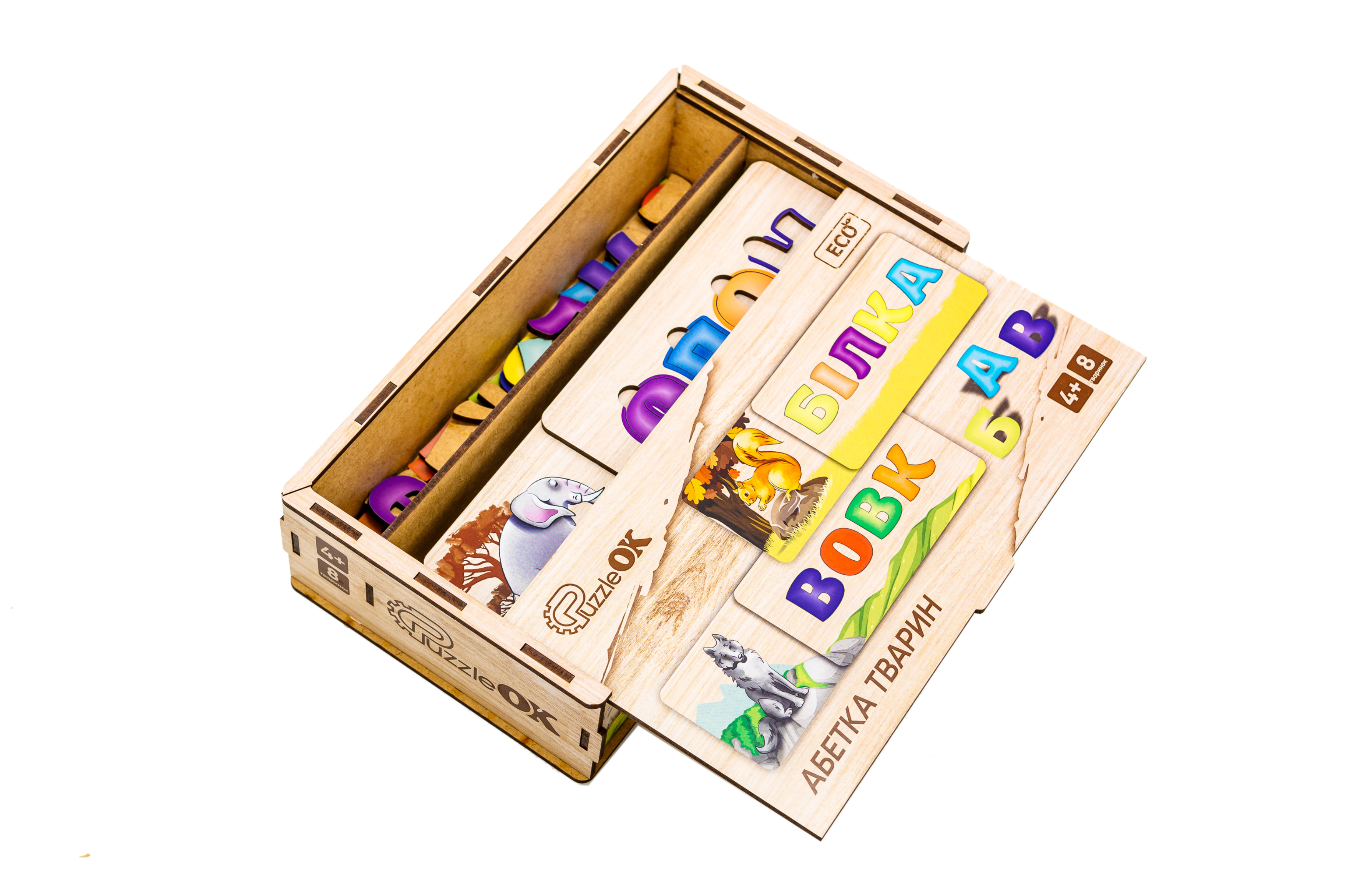 Розвиваюча дерев'яна іграшка-пазл "Абетка тварин" для дітей від 4 років Розвиваюча дерев'яна іграшка-пазл "Абетка тварин" для дітей від 4 років