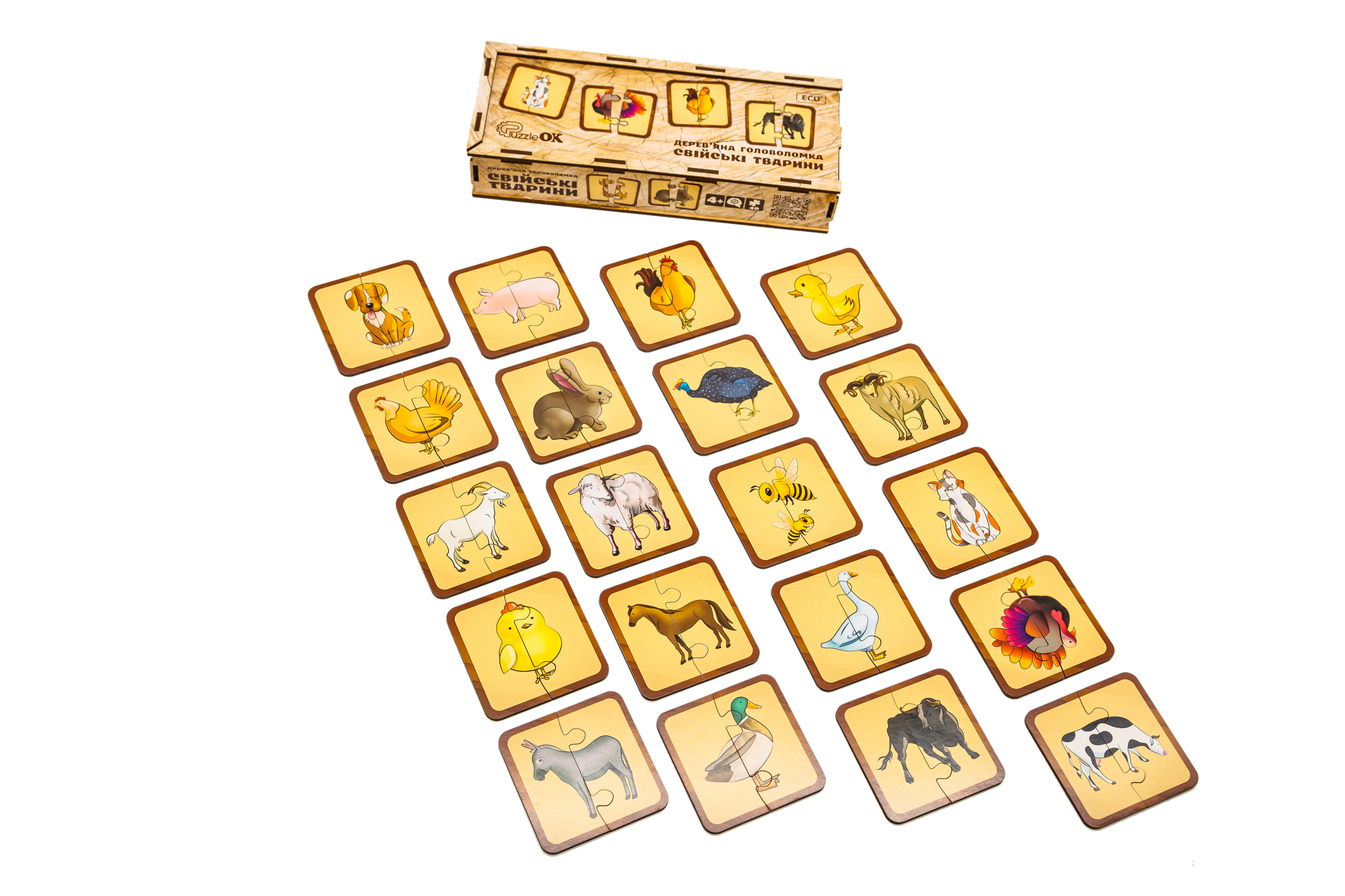Дерев'яна головоломка "Свійські тварини" для дітей від 3 років Дерев'яна головоломка "Свійські тварини" для дітей від 3 років