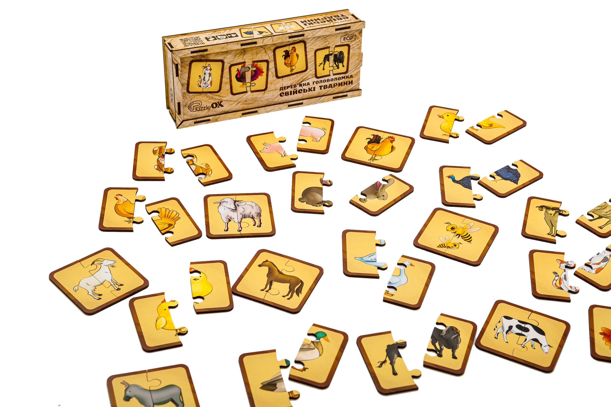 Дерев'яна головоломка "Свійські тварини" для дітей від 3 років Дерев'яна головоломка "Свійські тварини" для дітей від 3 років