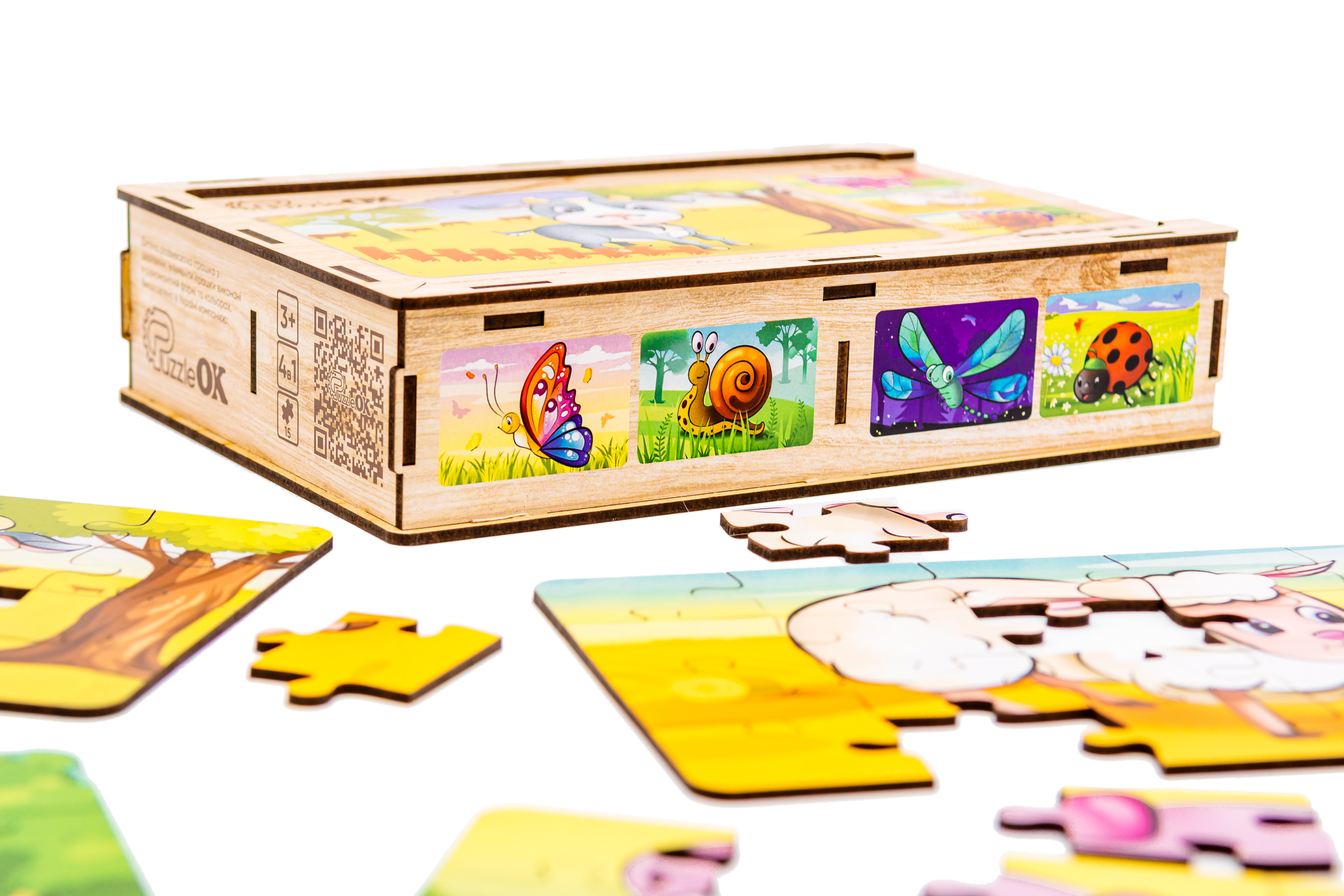 Дерев’яний пазл "Свійські тварини 4в1" для дітей від 4 років