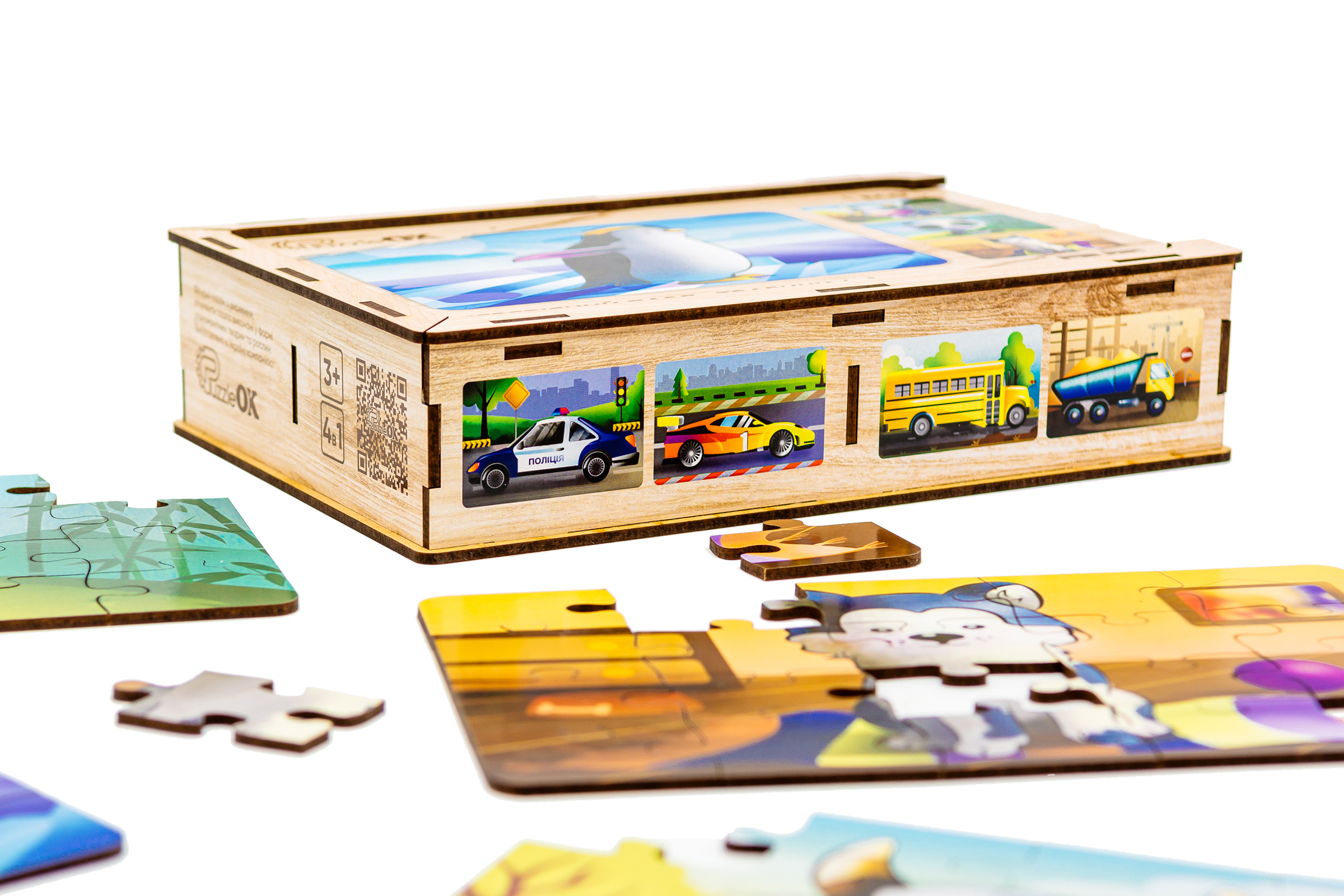 Дерев’яний пазл «Тварини 4в1» для дітей від 3 років Дерев’яний пазл «Тварини 4в1» для дітей від 3 років