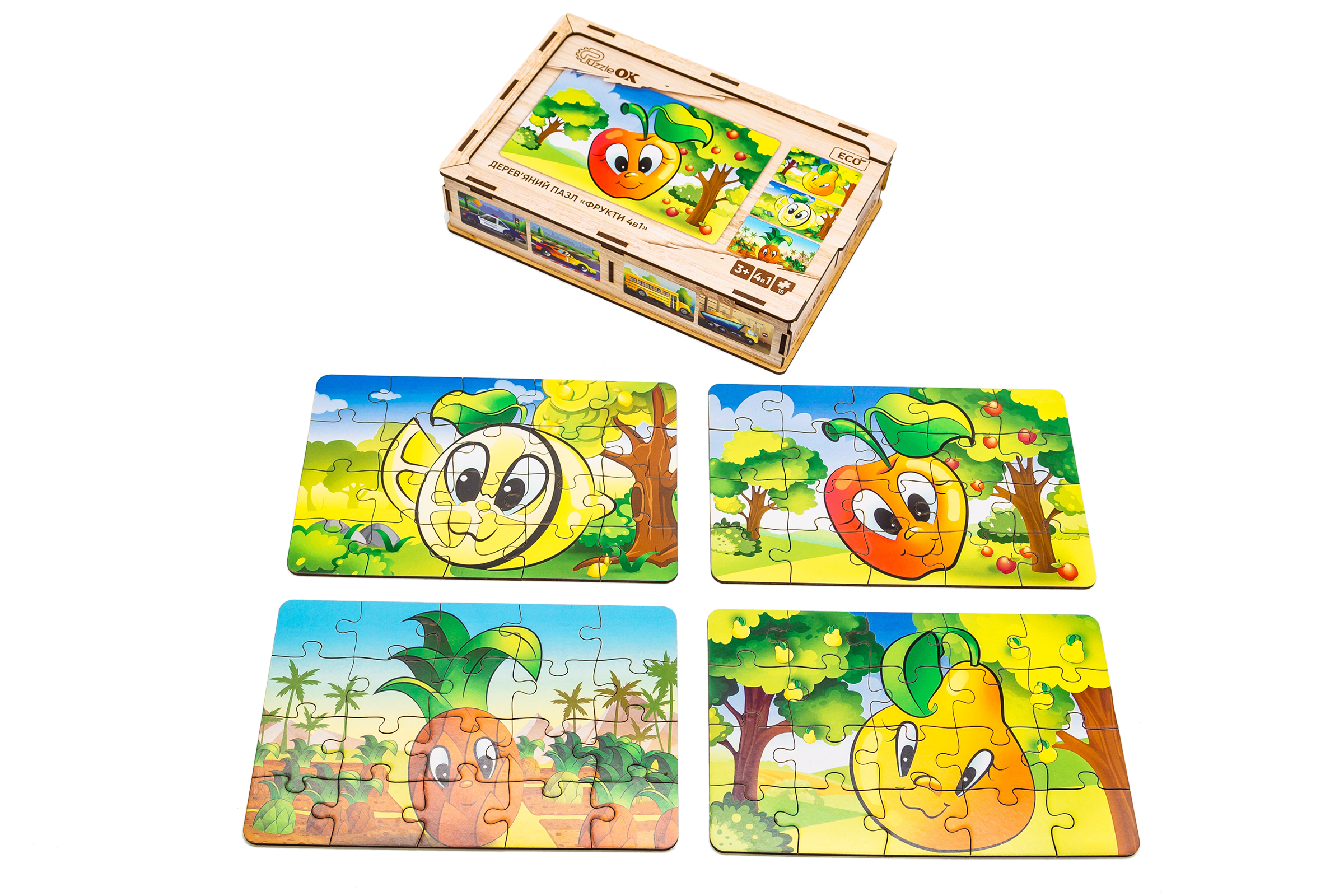 Дерев’яний пазл "Фрукти 4в1" для дітей від 3 років