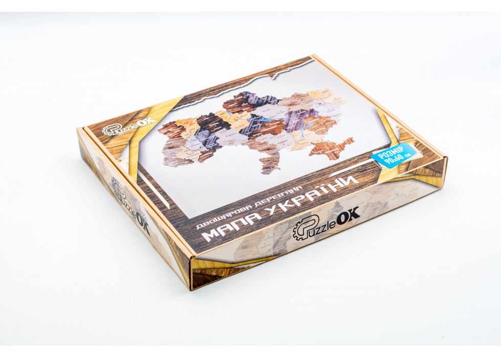 Дерев'яний пазл Мапа України 60х90 см